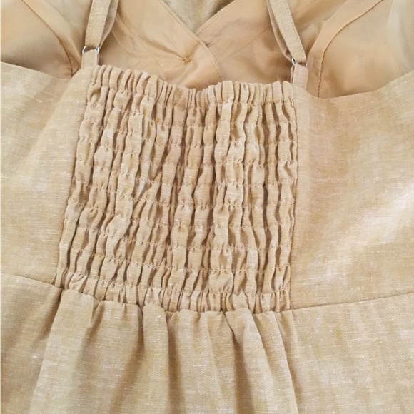 Linea Donna Wrap button midi 55% linen dress size medium in yellow mustard. - Picture 3 of 6